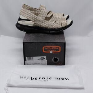 Bernie Mev Womens Sandals EU 37 Light Gold Woven Comfort Stretch Platform Shoes